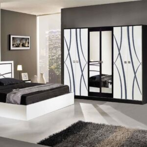 AMBRA Armadio 6 ante-black-white Italian Bedroom Set - Avery Furnishings