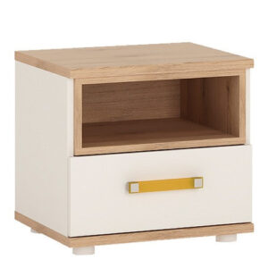 4KIDS 1 drawer bedside cabinet with orange handles - Avery Furnishings