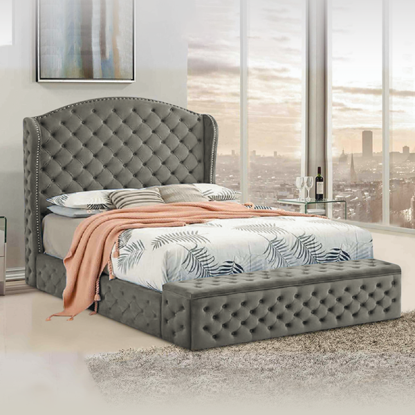 Abramo Bed Frame Soft Plush Velvet - Choice Of Colours - Avery Furnishings