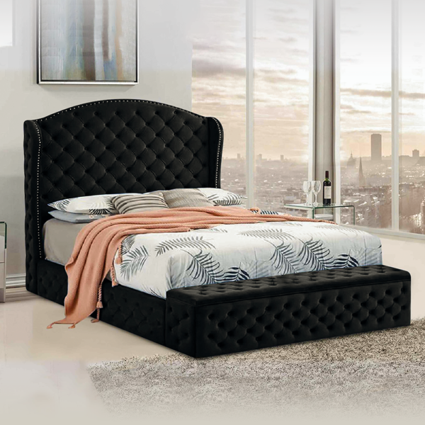 Abramo Bed Frame Soft Plush Velvet - Choice Of Colours - Avery Furnishings