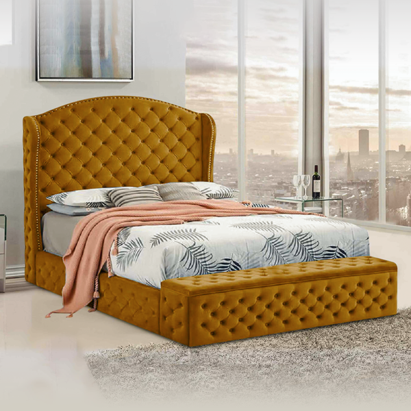 Abramo Bed Frame Soft Plush Velvet - Choice Of Colours - Avery Furnishings