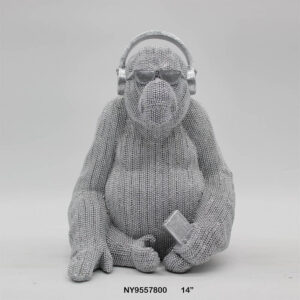 14ƒ?? Silver Gorilla with headphones silver ornaments - Avery Furnishings