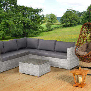 7-8 Seater Corner Rattan Garden Lounge Set - Grey cane furniture - Avery Furnishings